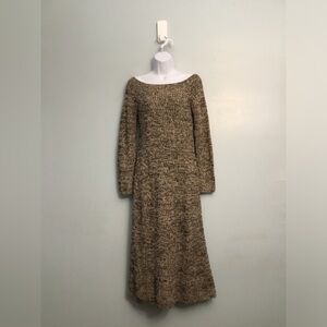 H&M Textured Tan Long Sleeve Dress